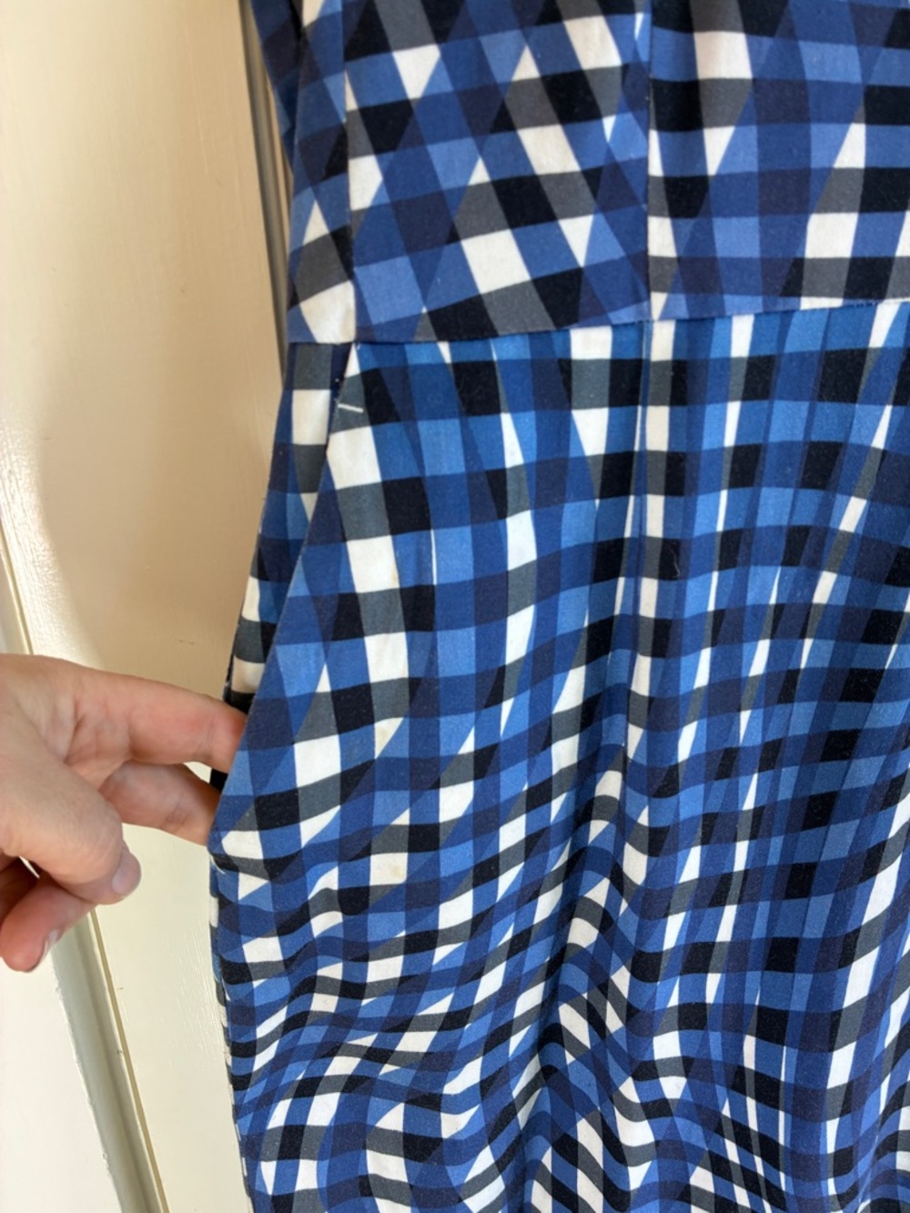 L.K. Bennett Size 10 Blue Kaleigh Abstract Blue Gingham Dress - Picture 5 of 11
